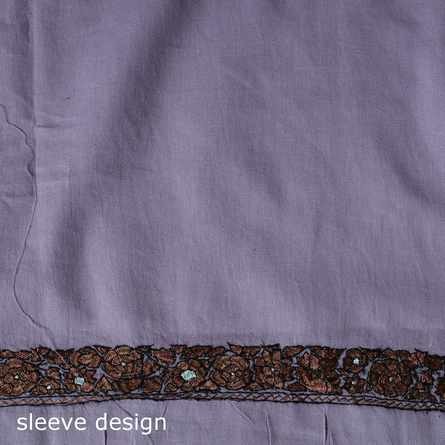 Purple - Hand Embroidered Cotton Kashida 2pc Unstitched Dress Material Kurta Set 03
