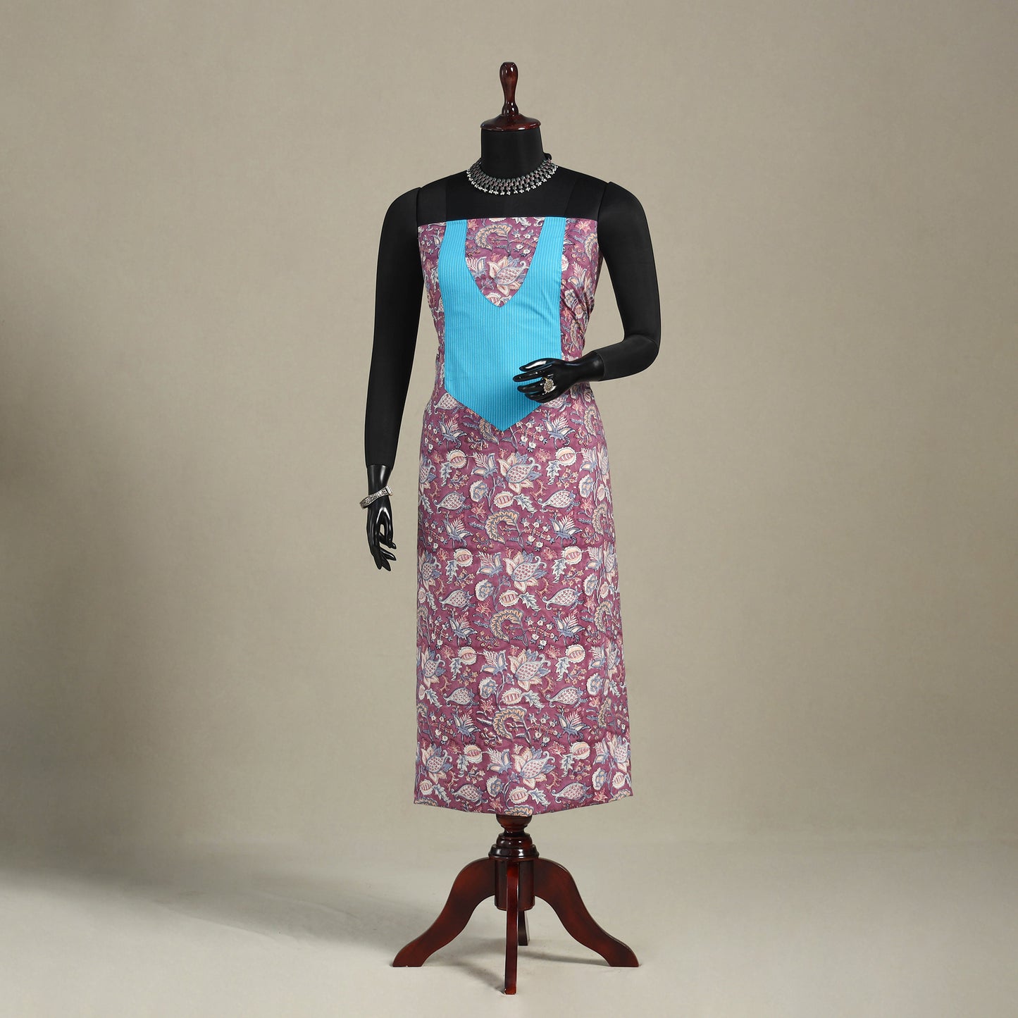 Purple - sanganeri patchwork cotton unstitched kurta