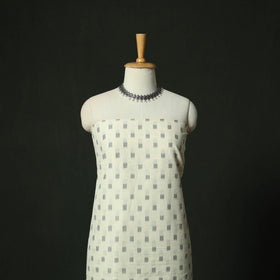 White - Pochampally Ikat Mercerised Cotton 2pc Unstitched Dress Material Kurta Set 51