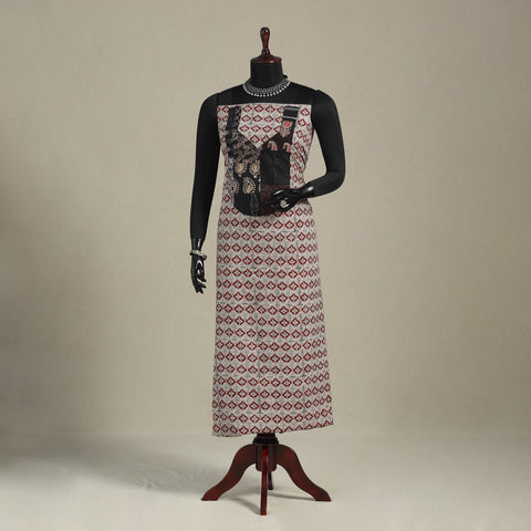 Beige - bagh patchwork cotton unstitched kurta material