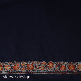 Blue - Hand Embroidered Cotton Kashida 2pc Unstitched Dress Material Kurta Set 06