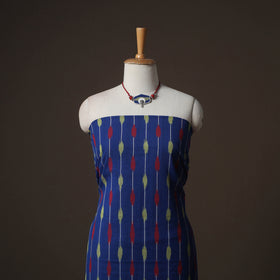 Pochampally Ikat Cotton 2pc Unstitched Dress Material Kurta Set with Jewellery 04