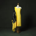 Yellow - Pochampally Ikat Mercerised Cotton 2pc Unstitched Dress Material Kurta Set 53