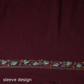 Maroon - Hand Embroidered Cotton Kashida 2pc Unstitched Dress Material Kurta Set 07