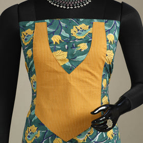 Green - sanganeri patchwork cotton unstitched kurta