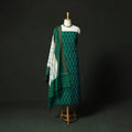 Green - Pochampally Ikat Mercerised Cotton 2pc Unstitched Dress Material Kurta Set 56