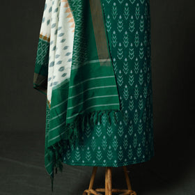 Green - Pochampally Ikat Mercerised Cotton 2pc Unstitched Dress Material Kurta Set 56
