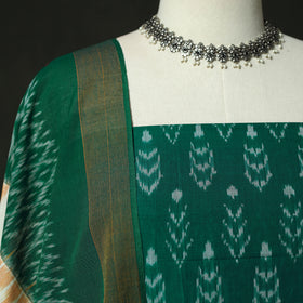 Green - Pochampally Ikat Mercerised Cotton 2pc Unstitched Dress Material Kurta Set 56