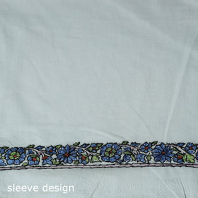 White - Hand Embroidered Cotton Kashida 2pc Unstitched Dress Material Kurta Set 10