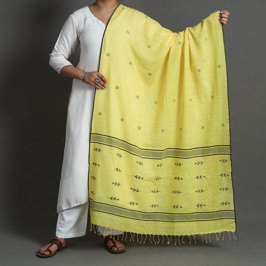 Yellow - Bengal Jamdani Buti Handloom Cotton Dupatta