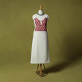 White - Hand Embroidered Cotton Kashida 2pc Unstitched Dress Material Kurta Set 12