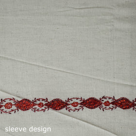 White - Hand Embroidered Cotton Kashida 2pc Unstitched Dress Material Kurta Set 12