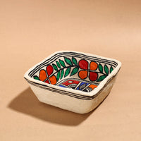 Madhubani Handpainted Paper Mache Home Decor Square Bowl