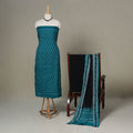 Green - 3pc Handloom Cotton Unstitched Sambalpuri Dress Material 02