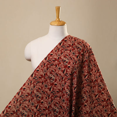Buy Brown Cotton Kalamkari Print Fabric