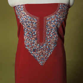 Hand Embroidered Cotton Kashida 2pc Unstitched Dress Material Kurta Set 16