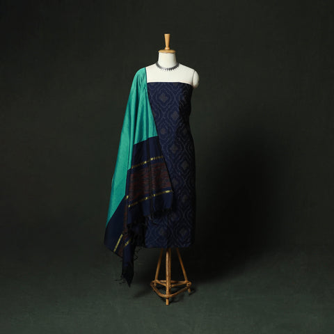Pochampally Ikat Silk Cotton 3pc Unstitched Dress Material Suit Set 04