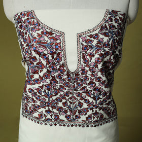 White - Hand Embroidered Cotton Kashida 2pc Unstitched Dress Material Kurta Set 17