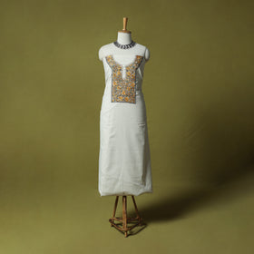 White - Hand Embroidered Cotton Kashida 2pc Unstitched Dress Material Kurta Set 18