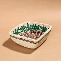 Madhubani Handpainted Paper Mache Home Decor Square Bowl (6 x 6 in)