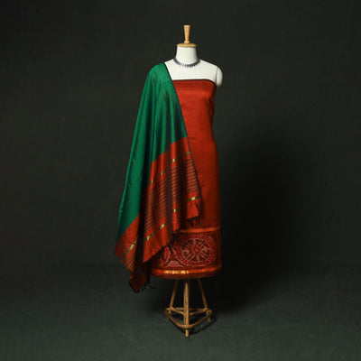 Pochampally Ikat Silk Cotton 3pc Unstitched Dress Material Suit Set 05