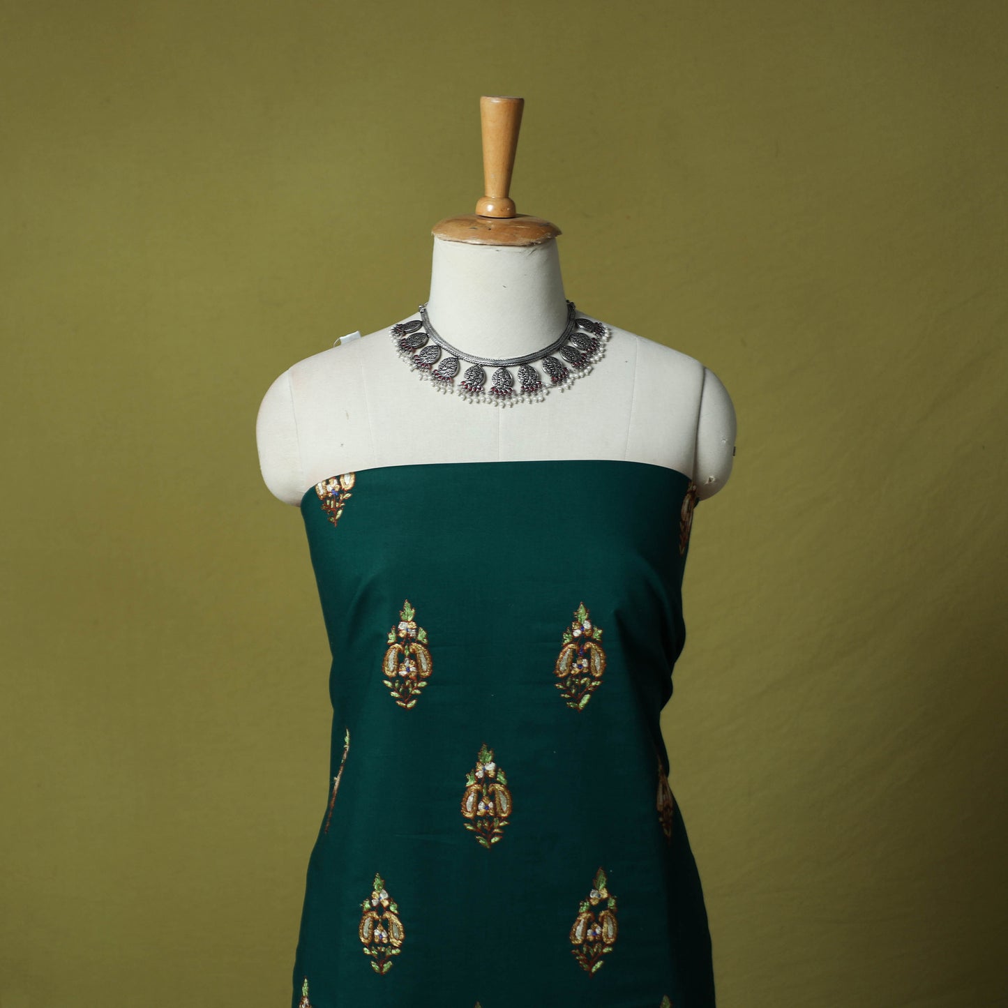 Hand Embroidered Cotton Kashida 2pc Unstitched Dress Material Kurta Set 19