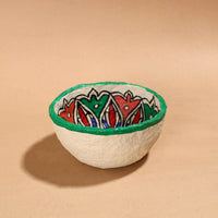 Madhubani Handpainted Paper Mache Home Decor Round Bowl (5 x 5 in)