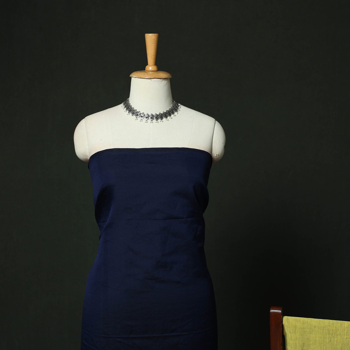 Blue - Pochampally Ikat Silk Cotton 3pc Unstitched Dress Material Suit Set 07
