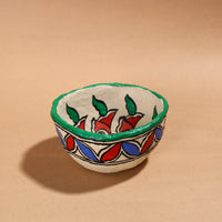 Madhubani Handpainted Paper Mache Home Decor Round Bowl 