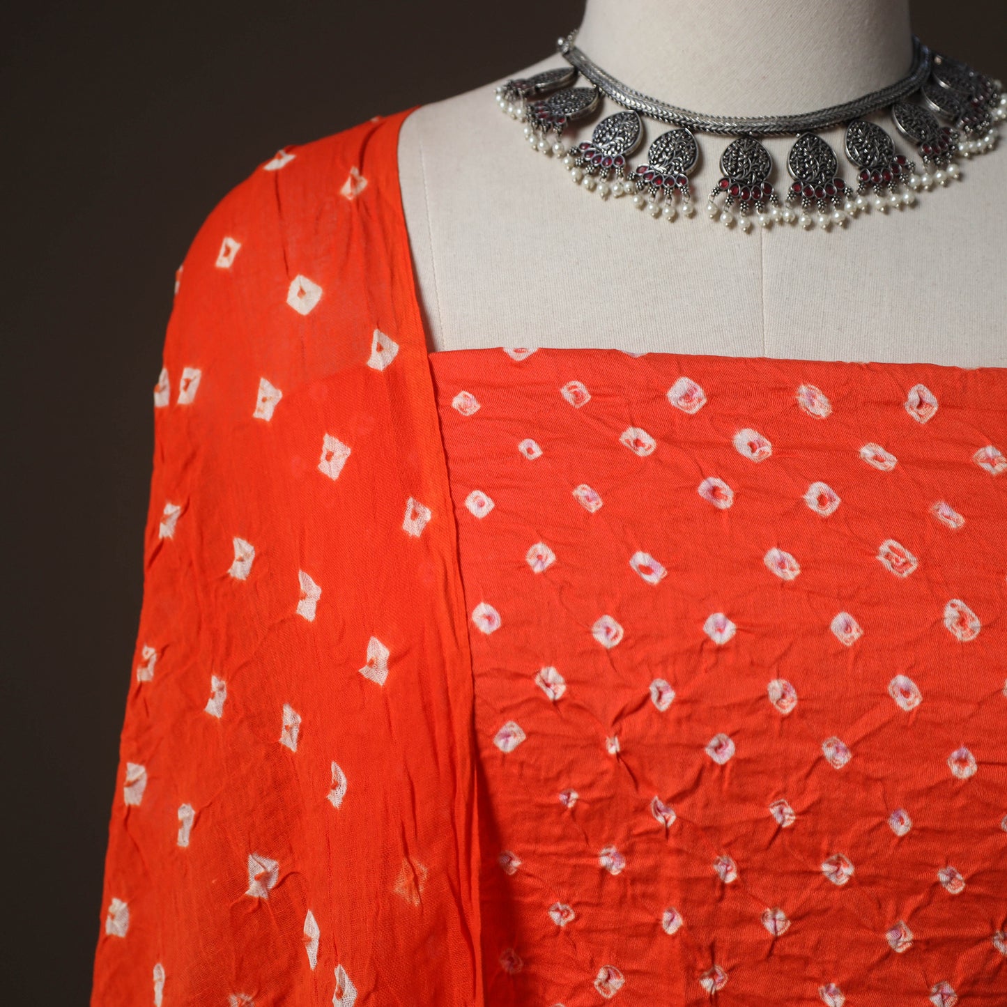 Kutch Bandhani Cotton 2pc Unstitched Dress Material Kurta Set 02