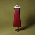 Red - Hand Embroidered Cotton Kashida 2pc Unstitched Dress Material Kurta Set 21