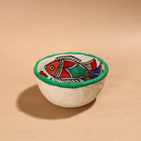 Madhubani Handpainted Paper Mache Home Decor Round Bowl