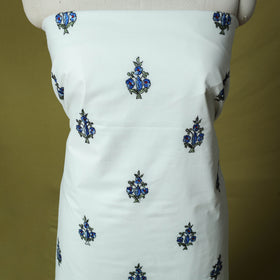 White - Hand Embroidered Cotton Kashida 2pc Unstitched Dress Material Kurta Set 22