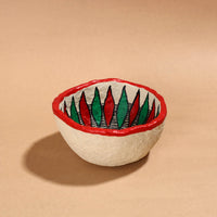 Madhubani Handpainted Paper Mache Home Decor Round Bowl (5 x 5 in)