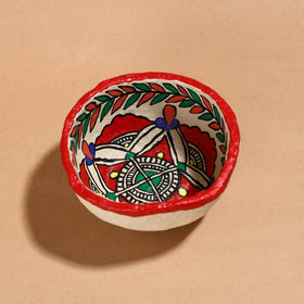 Madhubani Handpainted Paper Mache Home Decor Round Bowl