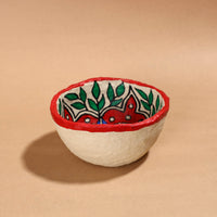 Madhubani Handpainted Paper Mache Home Decor Round Bowl (5 x 5 in)