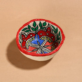  Multicolor Madhubani Handpainted Paper Mache Home Decor Round Bowl