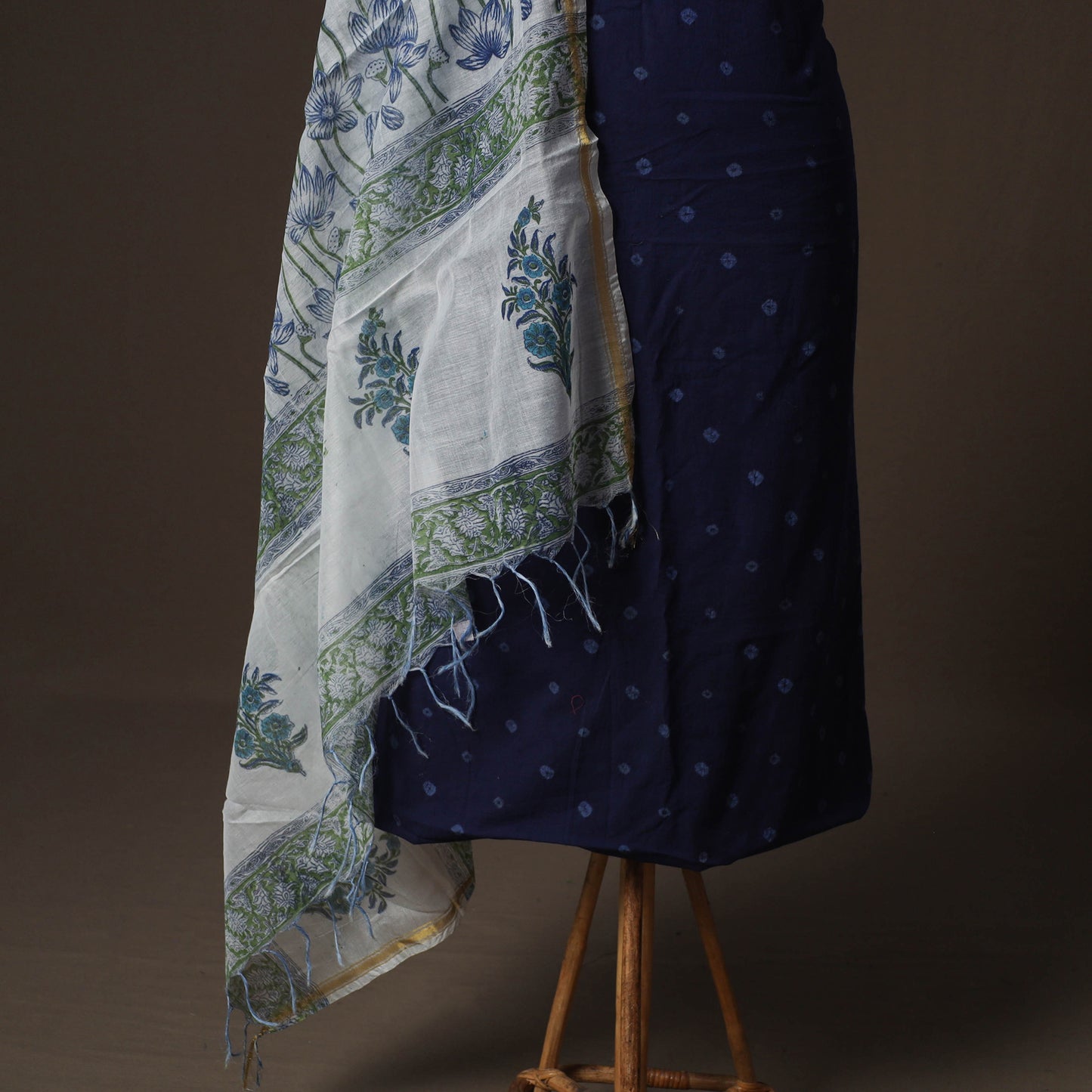 Kutch Bandhani Cotton 2pc Unstitched Dress Material Kurta Set 04