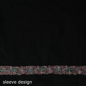 Black - Hand Embroidered Cotton Kashida 2pc Unstitched Dress Material Kurta Set 24