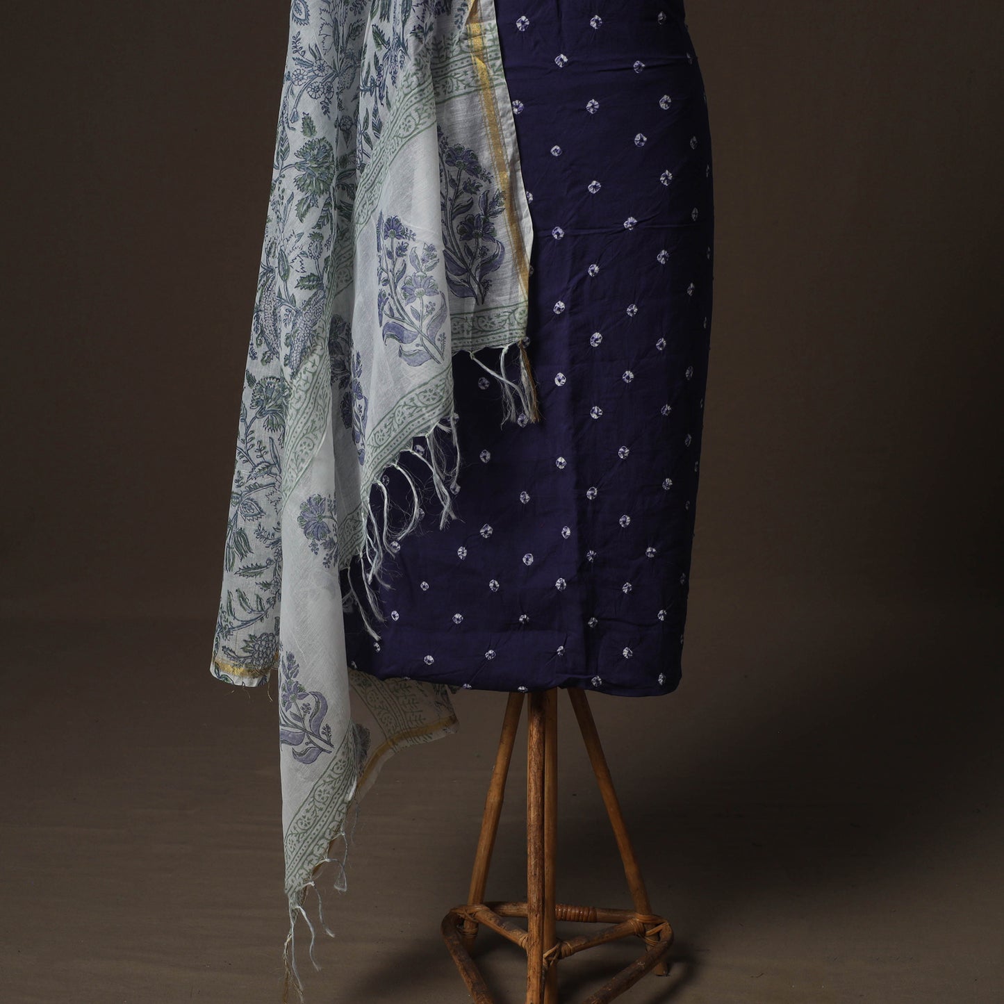 Kutch Bandhani Cotton 2pc Unstitched Dress Material Kurta Set 06