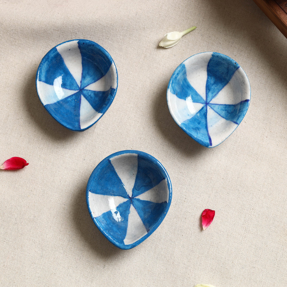 Original Blue Pottery Ceramic Diyas (Set of 4) 07