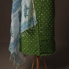 Kutch Bandhani Cotton 2pc Unstitched Dress Material Kurta Set 08