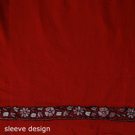 Red - Hand Embroidered Cotton Kashida 2pc Unstitched Dress Material Kurta Set 28