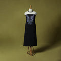 Black - Hand Embroidered Cotton Kashida 2pc Unstitched Dress Material Kurta Set 29