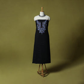 Black - Hand Embroidered Cotton Kashida 2pc Unstitched Dress Material Kurta Set 29
