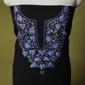 Black - Hand Embroidered Cotton Kashida 2pc Unstitched Dress Material Kurta Set 29