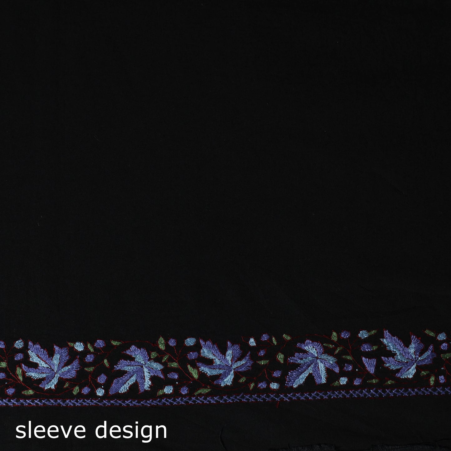 Black - Hand Embroidered Cotton Kashida 2pc Unstitched Dress Material Kurta Set 29
