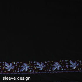 Black - Hand Embroidered Cotton Kashida 2pc Unstitched Dress Material Kurta Set 29