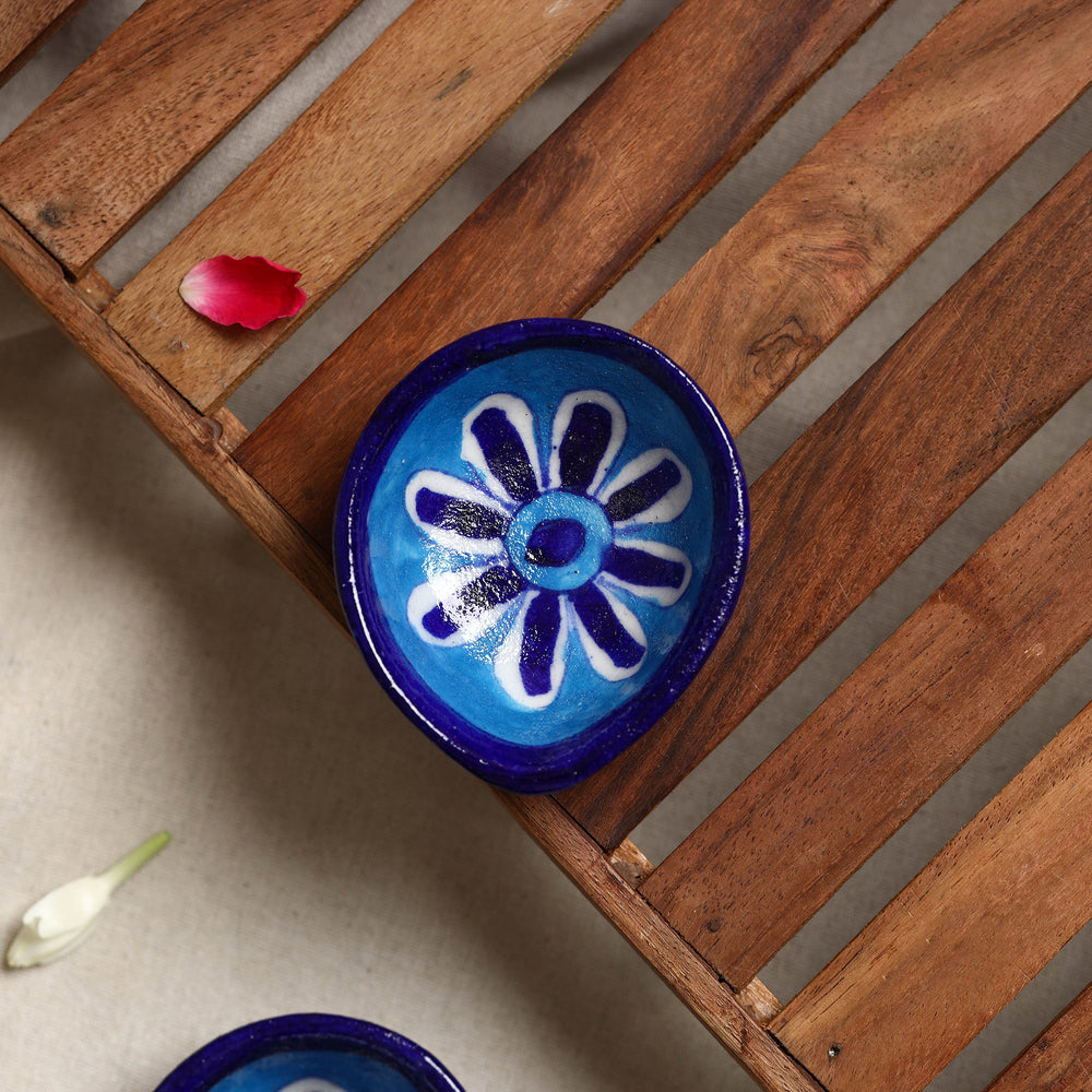 Original Blue Pottery Ceramic Diyas (Set of 4) 15