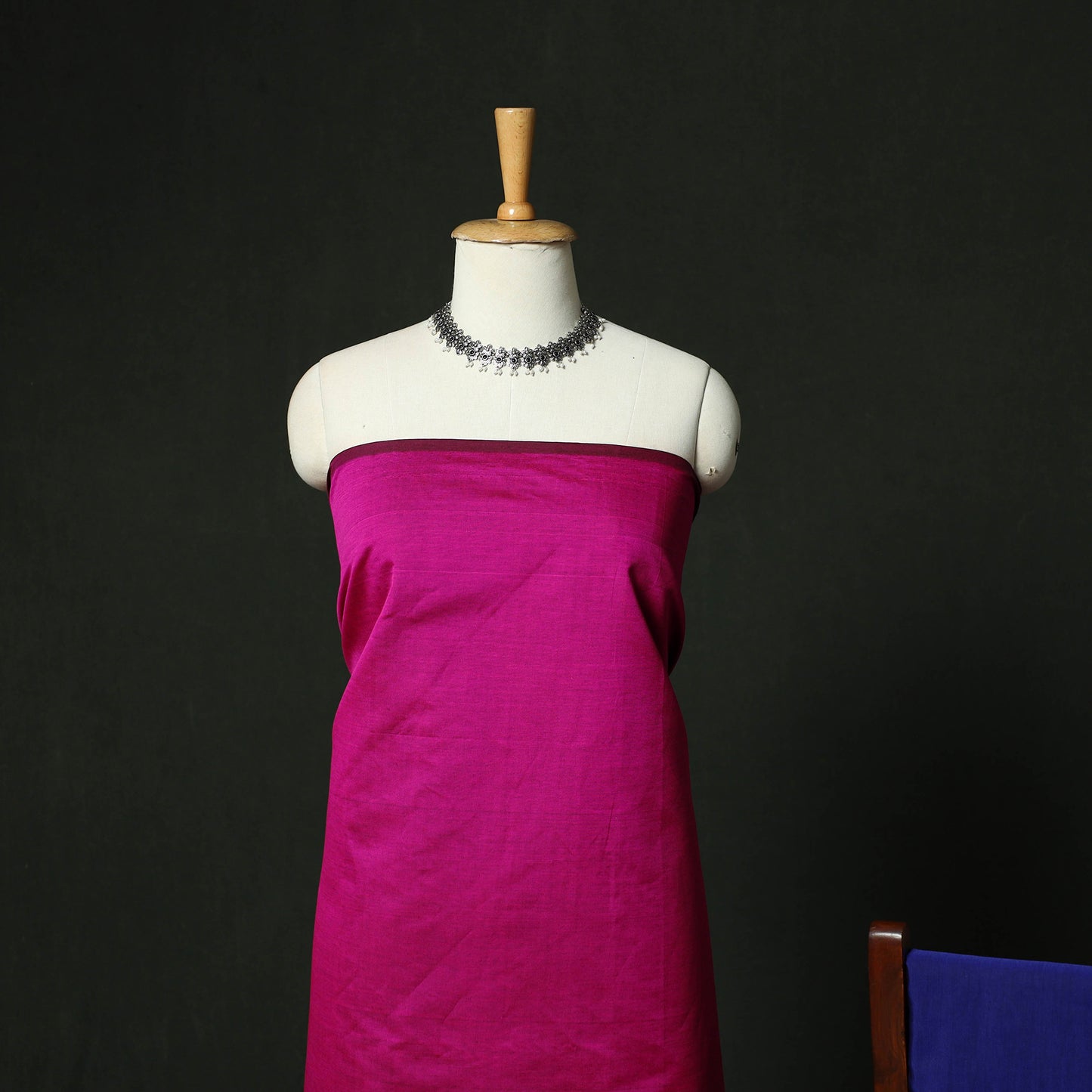 Pink - Pochampally Ikat Silk Cotton 3pc Unstitched Dress Material Suit Set 16